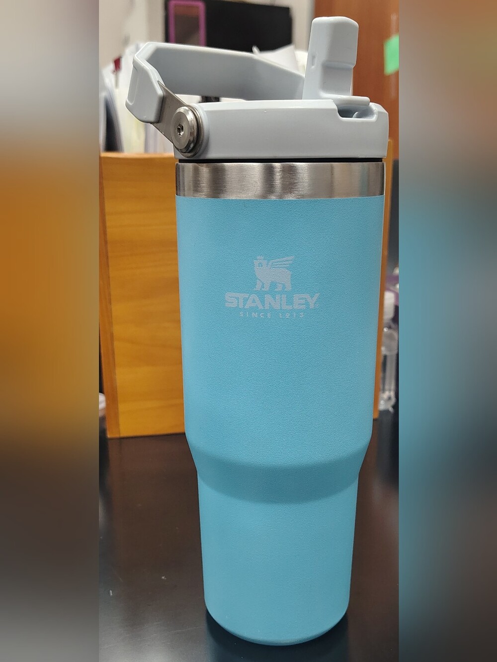 Stanley 30 oz Ice Blue Stainless Steel Travel Tumbler With Lid And Straw